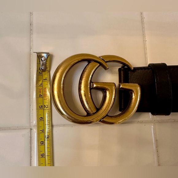 Gucci Marmont Black Leather Belt with Gold GG Emblem. Authentic - Picture 6 of 6